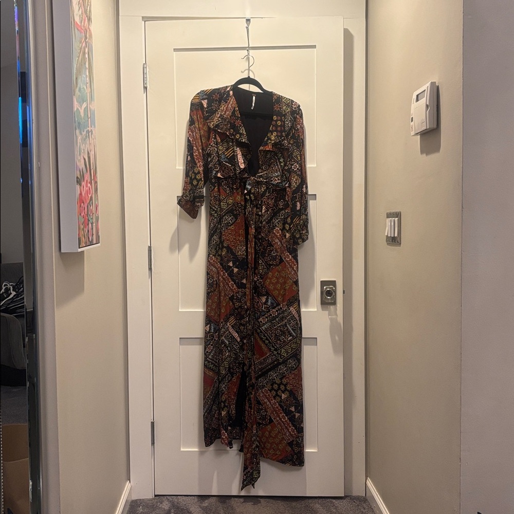 Free People Black and Gold Detail Dress